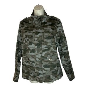 Harper & Liv Women’s Camouflage Full Zip Military Outerwear Jacket